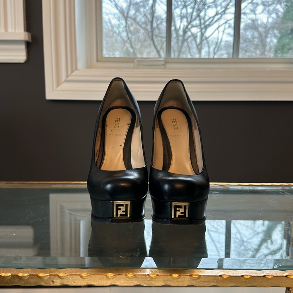 Fendi Black Leather Fendista Platform size 38